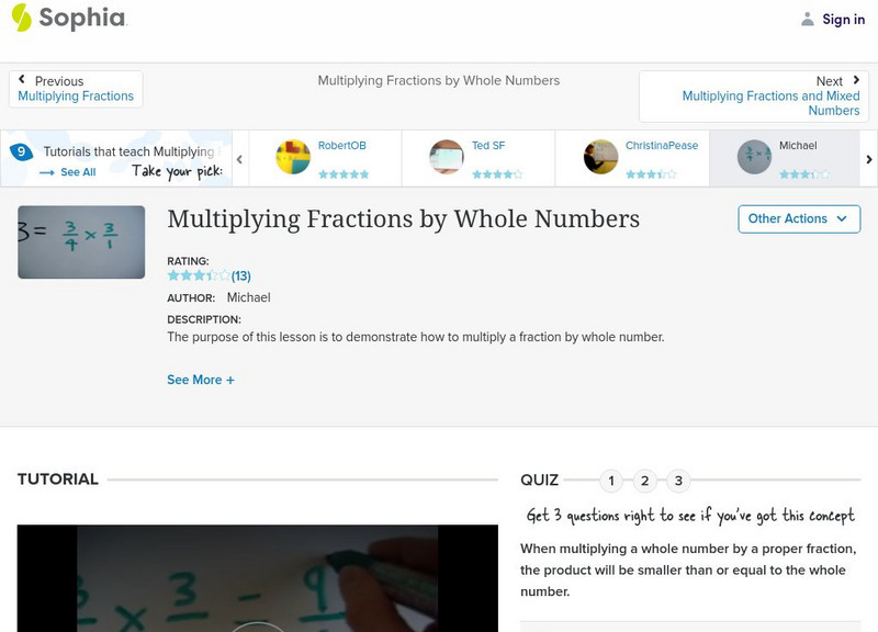 Sophia: Multiplying Fractions by Whole Numbers: Lesson 4 Instructional Video