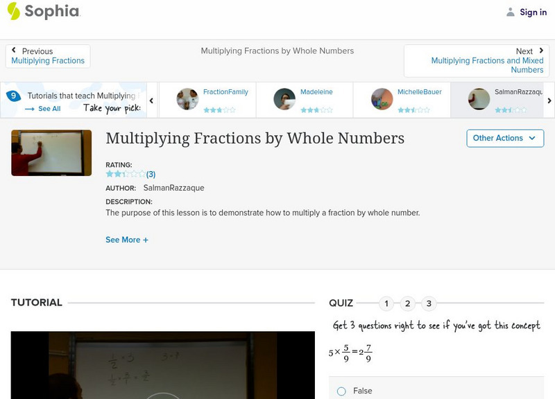 Sophia: Multiplying Fractions by Whole Numbers: Lesson 5 Instructional Video