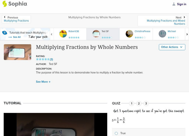 Sophia: Multiplying Fractions by Whole Numbers: Lesson 9 Instructional Video