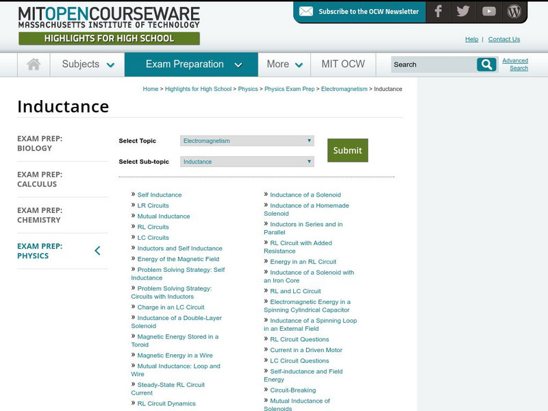 Mit: Open Course Ware: Inductance Unit Plan Mit: Open Course Ware: Inductance Unit Plan
