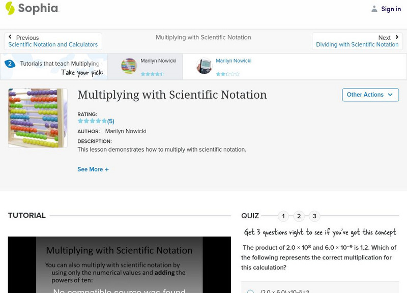 Sophia: Multiplying With Scientific Notation: Lesson 4 Unit Plan Sophia: Multiplying With Scientific Notation: Lesson 4 Unit Plan
