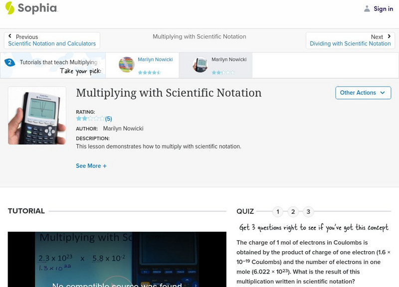 Sophia: Multiplying With Scientific Notation: Lesson 1 Instructional Video