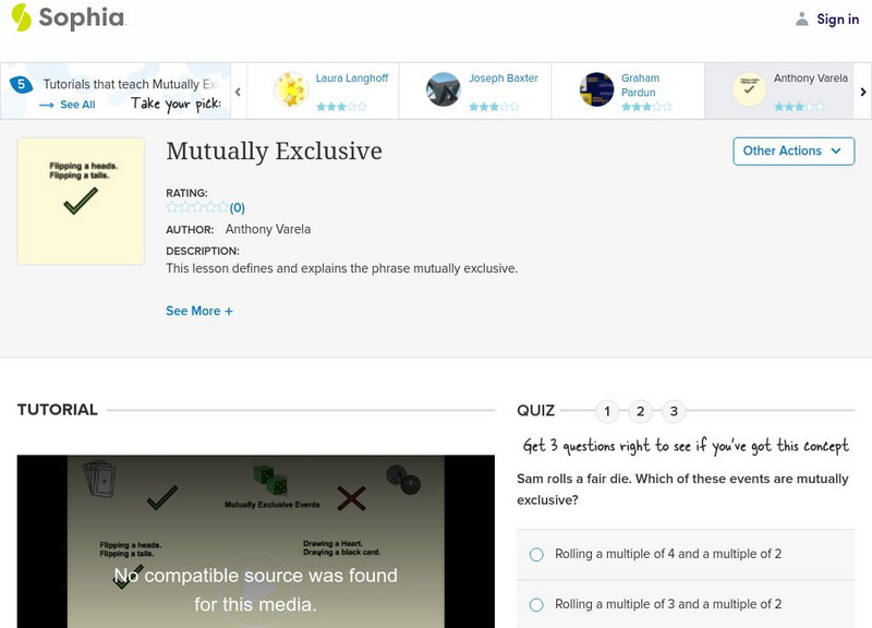 Sophia: Mutually Exclusive: Lesson 4 Unit Plan Sophia: Mutually Exclusive: Lesson 4 Unit Plan
