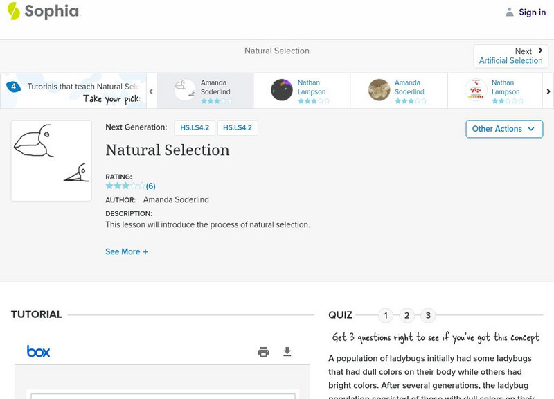 Sophia: Natural Selection: Lesson 1 PPT Sophia: Natural Selection: Lesson 1 PPT