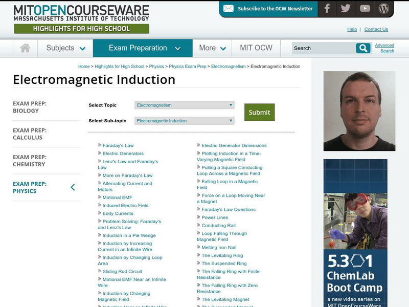 Mit: Open Course Ware: Electromagnetic Induction Unit Plan Mit: Open Course Ware: Electromagnetic Induction Unit Plan