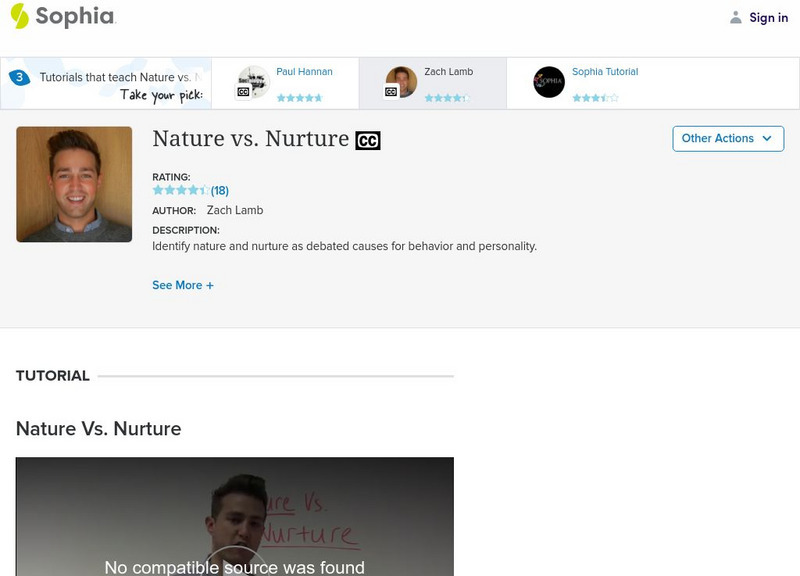 Sophia: Nature vs. Nurture: Lesson 6 Instructional Video Sophia: Nature vs. Nurture: Lesson 6 Instructional Video