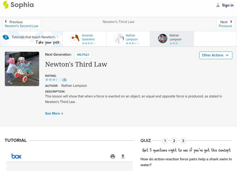 Sophia: Newton's Third Law: Lesson 3 PPT Sophia: Newton's Third Law: Lesson 3 PPT