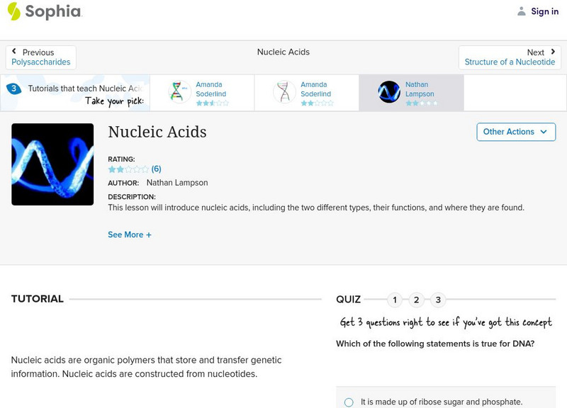 Sophia: Nucleic Acids: Lesson 2 Unit Plan Sophia: Nucleic Acids: Lesson 2 Unit Plan