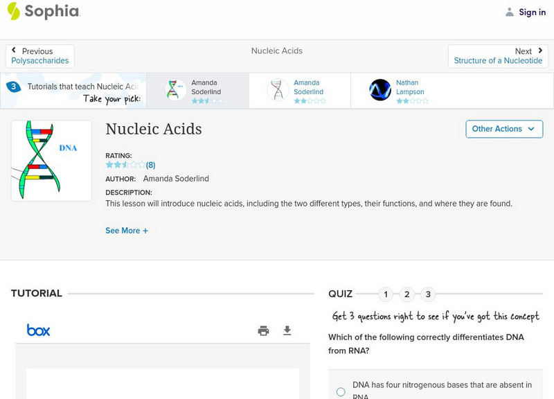 Sophia: Nucleic Acids: Lesson 7 PPT Sophia: Nucleic Acids: Lesson 7 PPT