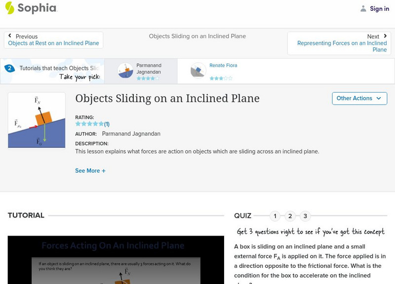 Sophia: Objects Sliding on an Inclined Plane: Lesson 1 Unit Plan Sophia: Objects Sliding on an Inclined Plane: Lesson 1 Unit Plan