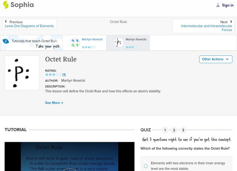 Sophia: Octet Rule: Lesson 5 Instructional Video