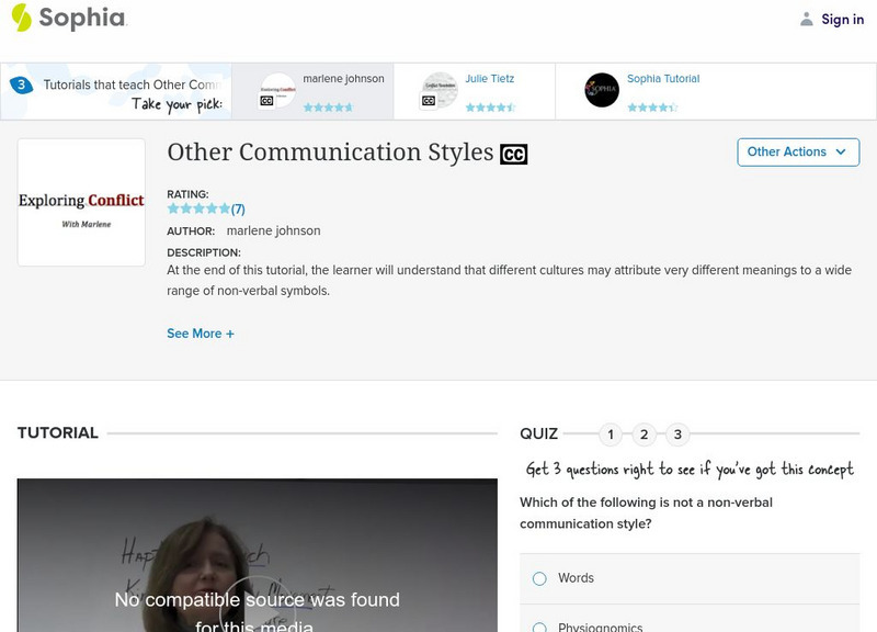 Sophia: Other Communication Styles: Lesson 1 Instructional Video