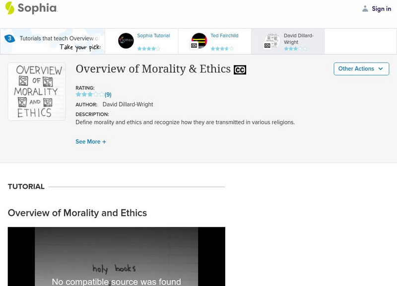 Sophia: Overview of Morality & Ethics: Lesson 2 Instructional Video