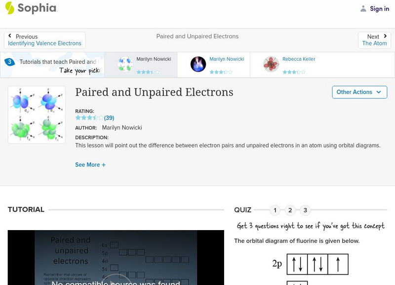 Sophia: Paired and Unpaired Electrons: Lesson 1 Instructional Video