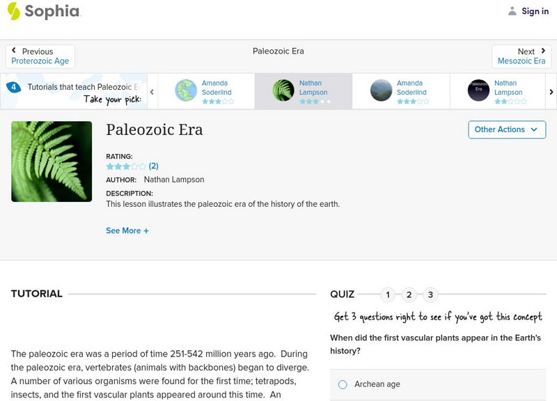Sophia: Paleozoic Era: Lesson 3 Unit Plan Sophia: Paleozoic Era: Lesson 3 Unit Plan