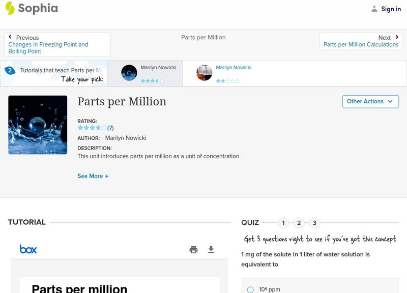 Sophia: Parts Per Million: Lesson 3 PPT Sophia: Parts Per Million: Lesson 3 PPT