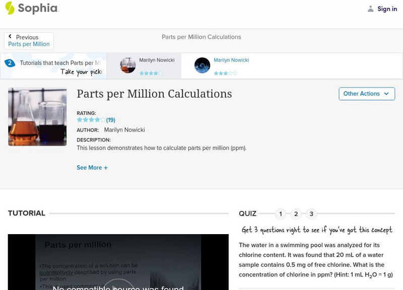 Sophia: Parts Per Million Calculations: Lesson 1 Instructional Video