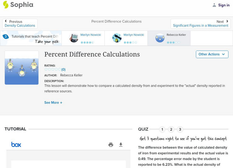 Sophia: Percent Difference Calculations: Lesson 3 PPT Sophia: Percent Difference Calculations: Lesson 3 PPT