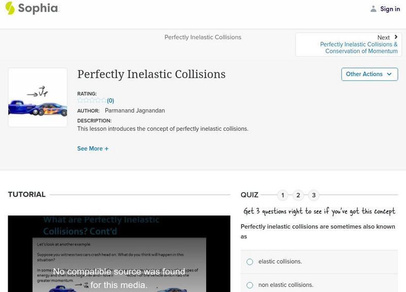 Sophia: Perfectly Inelastic Collisions Unit Plan Sophia: Perfectly Inelastic Collisions Unit Plan