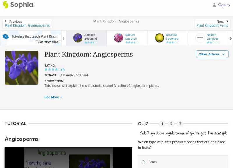 Sophia: Plant Kingdom: Angiosperms: Lesson 1 Unit Plan Sophia: Plant Kingdom: Angiosperms: Lesson 1 Unit Plan