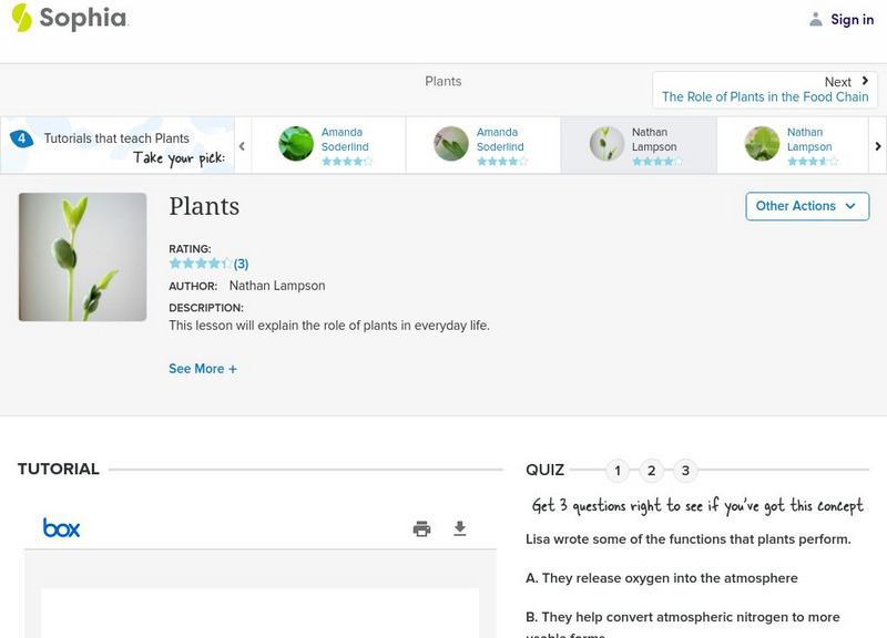 Sophia: Plants: Lesson 4 PPT Sophia: Plants: Lesson 4 PPT