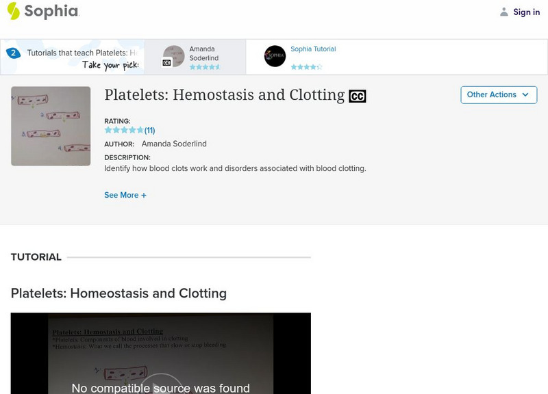 Sophia: Platelets: Homeostasis and Clotting: Lesson 1 Instructional Video Sophia: Platelets: Homeostasis and Clotting: Lesson 1 Instructional Video