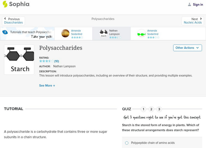 Sophia: Polysaccharides: Lesson 2 Unit Plan Sophia: Polysaccharides: Lesson 2 Unit Plan