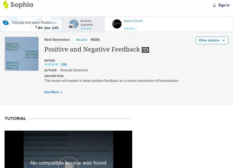 Sophia: Positive and Negative Feedback: Lesson 1 Instructional Video Sophia: Positive and Negative Feedback: Lesson 1 Instructional Video
