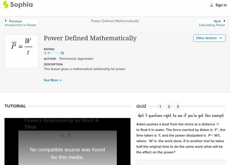 Sophia: Power Defined Mathematically Unit Plan Sophia: Power Defined Mathematically Unit Plan