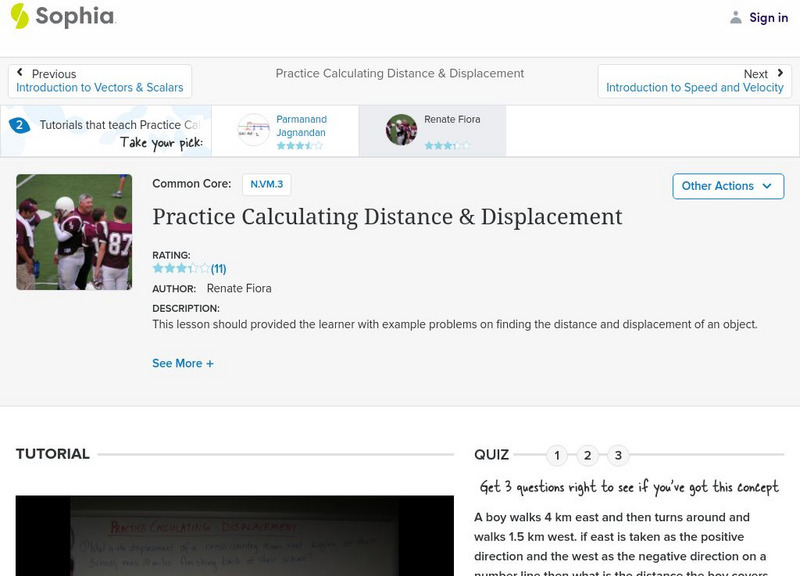 Sophia: Practice Calculating Distance & Displacement: Lesson 2 Instructional Video