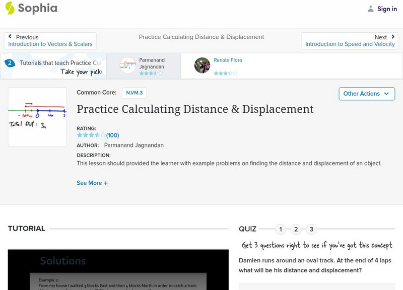 Sophia: Practice Calculating Distance & Displacement: Lesson 1 Unit Plan Sophia: Practice Calculating Distance & Displacement: Lesson 1 Unit Plan