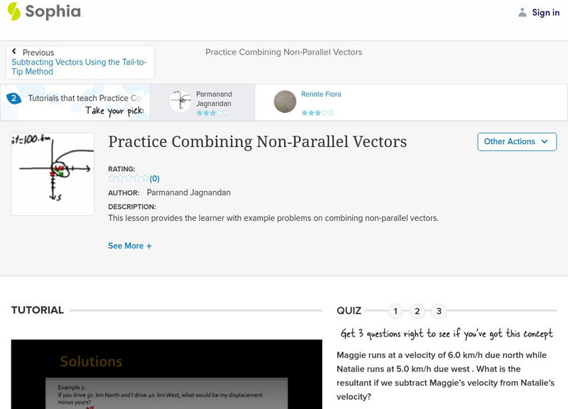 Sophia: Practice Combining Non Parallel Vectors: Lesson 1 Unit Plan Sophia: Practice Combining Non Parallel Vectors: Lesson 1 Unit Plan