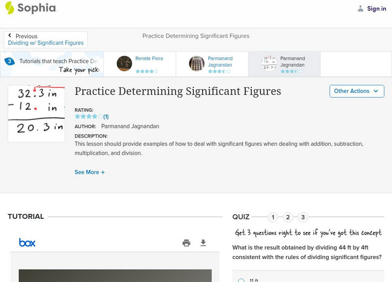 Sophia: Practice Determining Significant Figures: Lesson 4 PPT Sophia: Practice Determining Significant Figures: Lesson 4 PPT