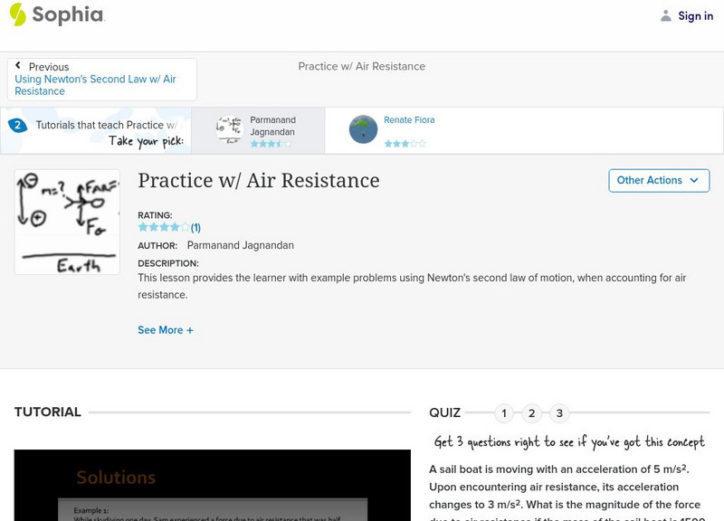 Sophia: Practice W/ Air Resistance: Lesson 1 Unit Plan