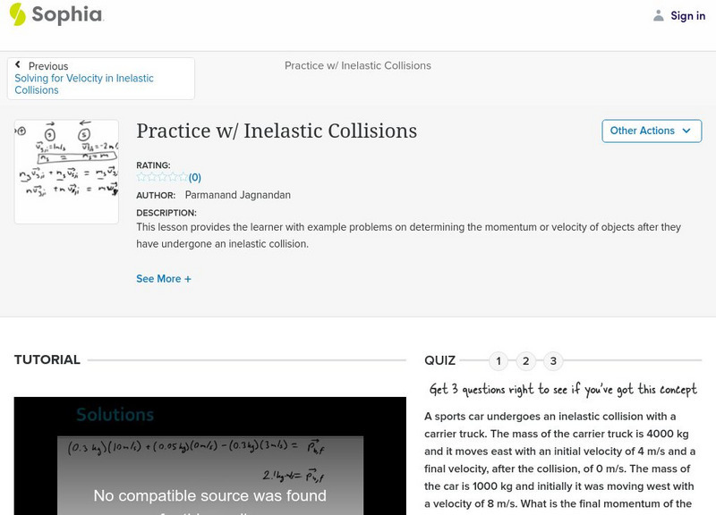 Sophia: Practice W/ Inelastic Collisions Unit Plan Sophia: Practice W/ Inelastic Collisions Unit Plan