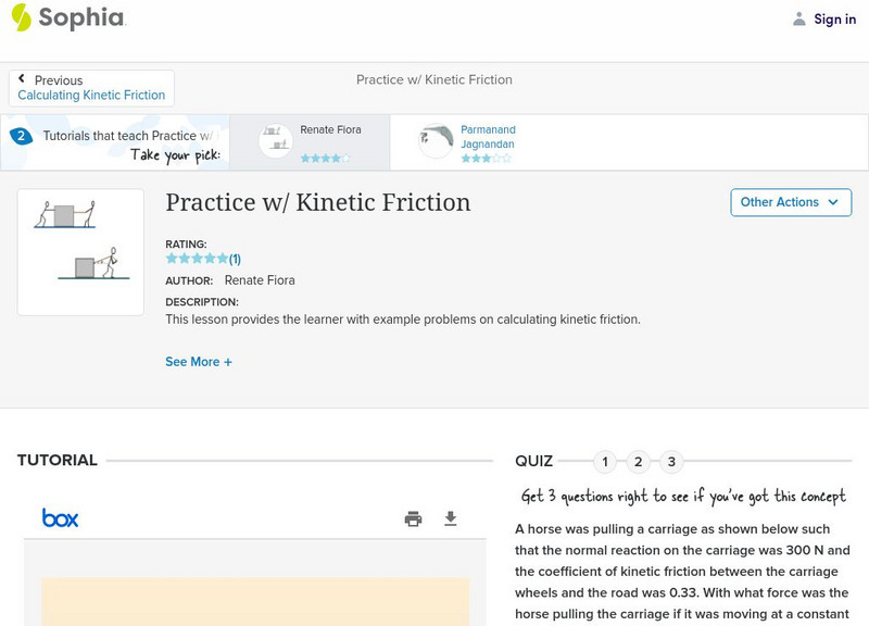 Sophia: Practice W/ Kinetic Friction: Lesson 2 PPT Sophia: Practice W/ Kinetic Friction: Lesson 2 PPT