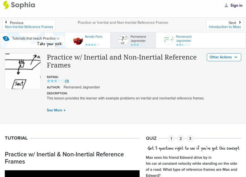 Sophia: Practice W/ Inertial and Non Inertial Reference Frames Unit Plan Sophia: Practice W/ Inertial and Non Inertial Reference Frames Unit Plan