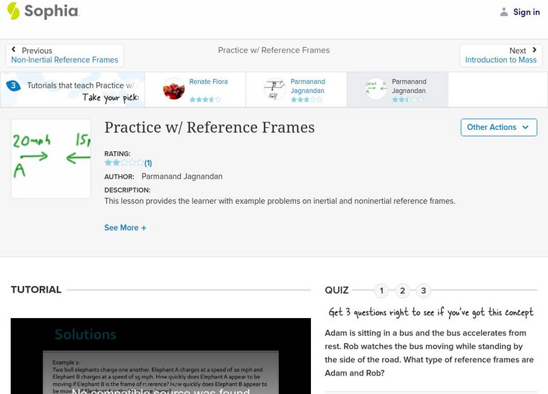 Sophia: Practice W/ Reference Frames: Lesson 1 Instructional Video