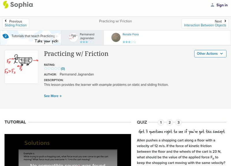Sophia: Practicing W/ Friction: Lesson 1 Instructional Video