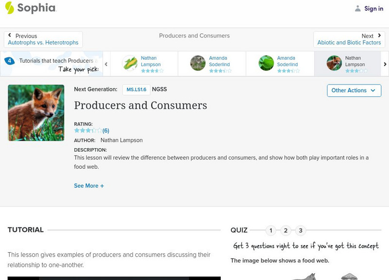 Sophia: Producers and Consumers: Lesson 1 Instructional Video