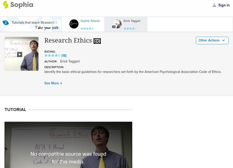 Sophia: Research Ethics Instructional Video