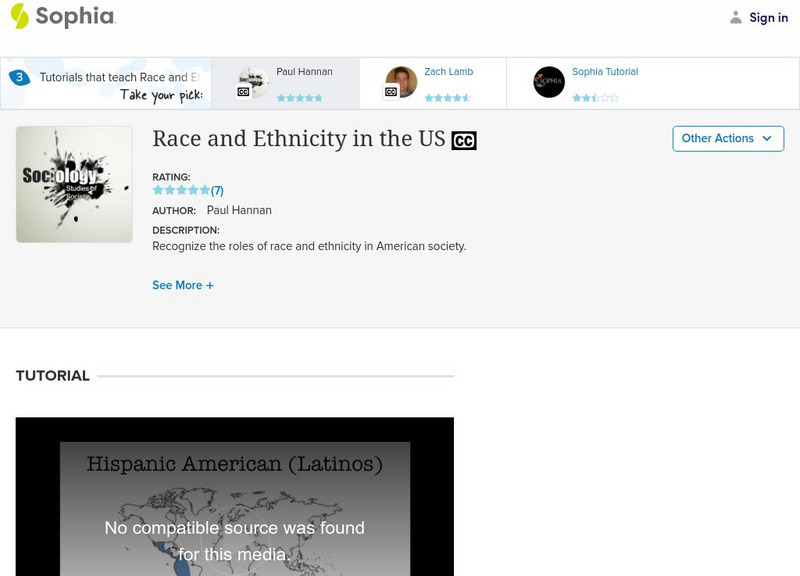 Sophia: Race and Ethnicity in the Us: Lesson 2 Instructional Video Sophia: Race and Ethnicity in the Us: Lesson 2 Instructional Video