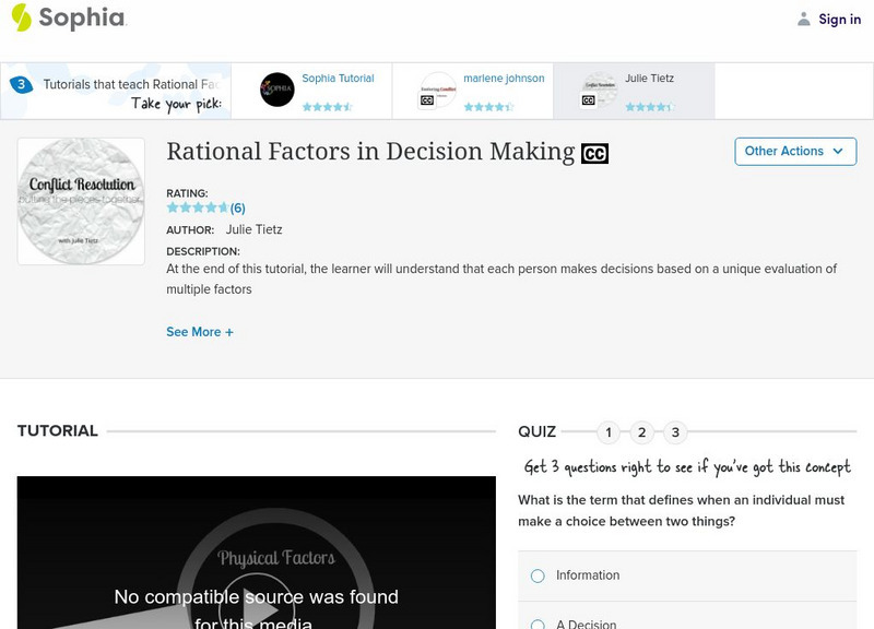 Sophia: Rational Factors in Decision Making: Lesson 1 Unit Plan Sophia: Rational Factors in Decision Making: Lesson 1 Unit Plan