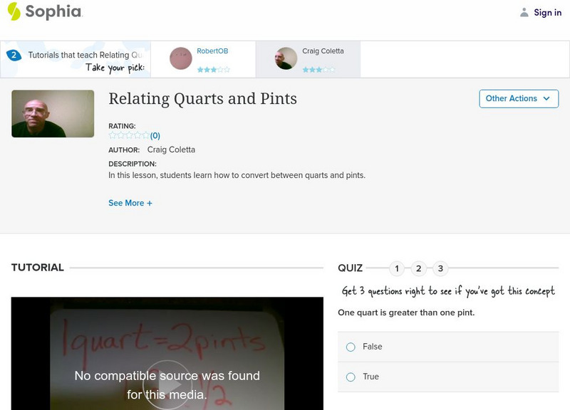 Sophia: Relating Quarts and Pints: Lesson 7 Instructional Video
