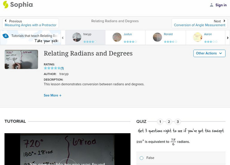 Sophia: Relating Radians and Degrees: Lesson 2 Instructional Video