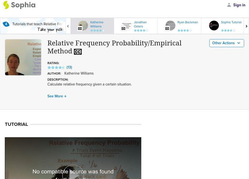 Sophia: Relative Frequency Probability/empirical Method: Lesson 2 Instructional Video Sophia: Relative Frequency Probability/empirical Method: Lesson 2 Instructional Video