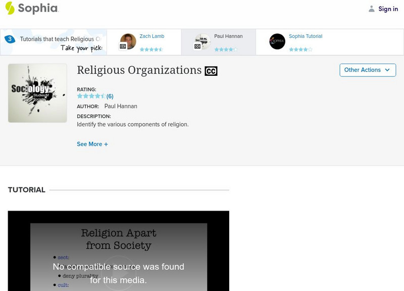 Sophia: Religious Organizations: Lesson 2 Instructional Video