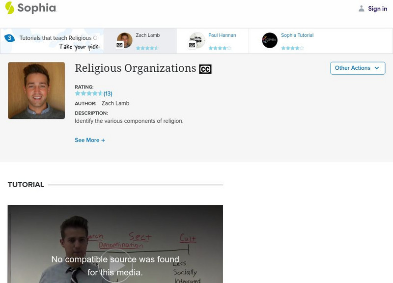 Sophia: Religious Organizations: Lesson 3 Instructional Video