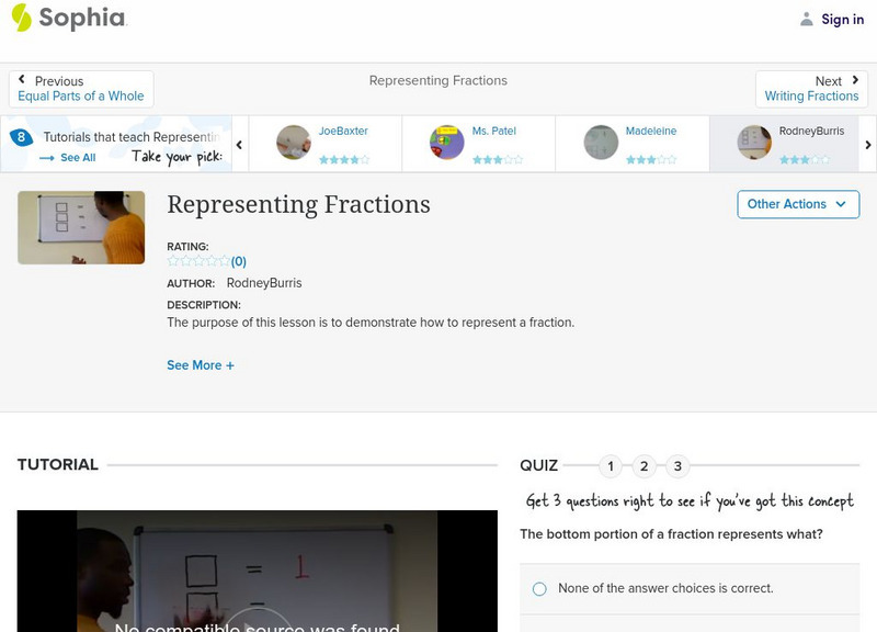 Sophia: Representing Fractions: Lesson 12 Instructional Video