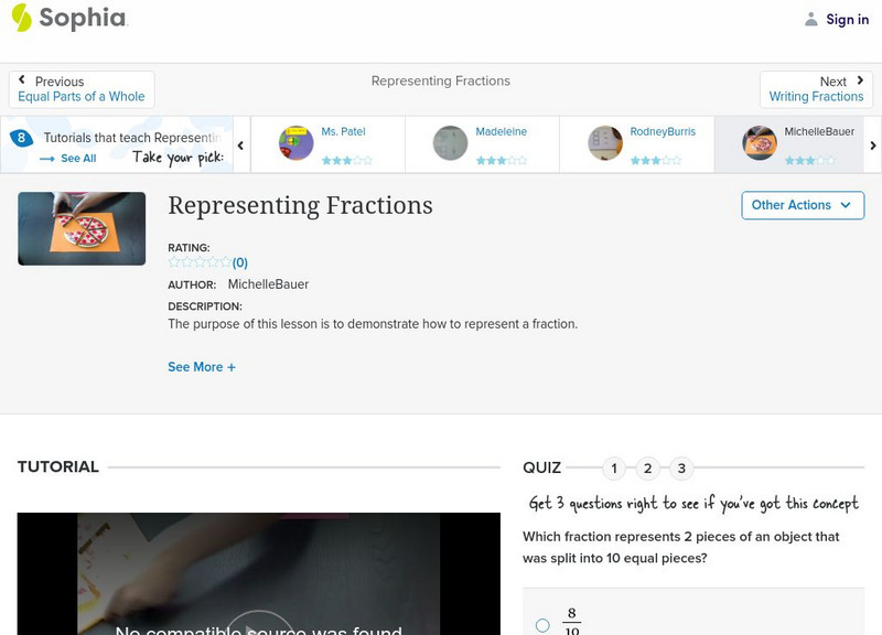 Sophia: Representing Fractions: Lesson 13 Instructional Video
